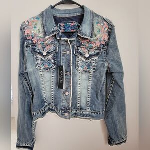 Grace in LA Floral Jean Jacket